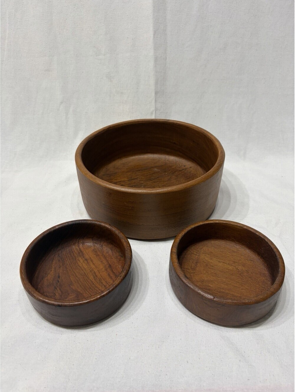 3 Piece Set Genuine Teak Salad Wood Bowls